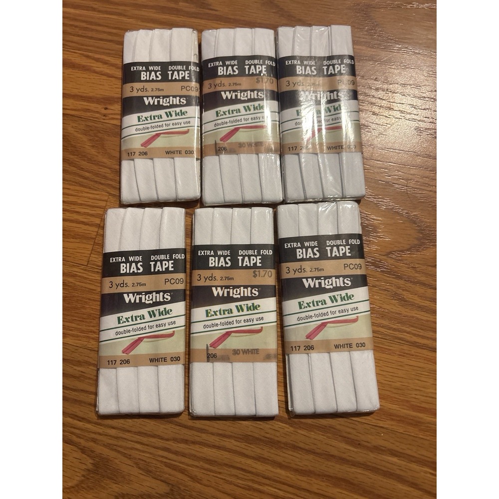 Wrights PC09 Double Fold Bias Tape Quilt Binding 3yd. 2.75m White Lot of 6